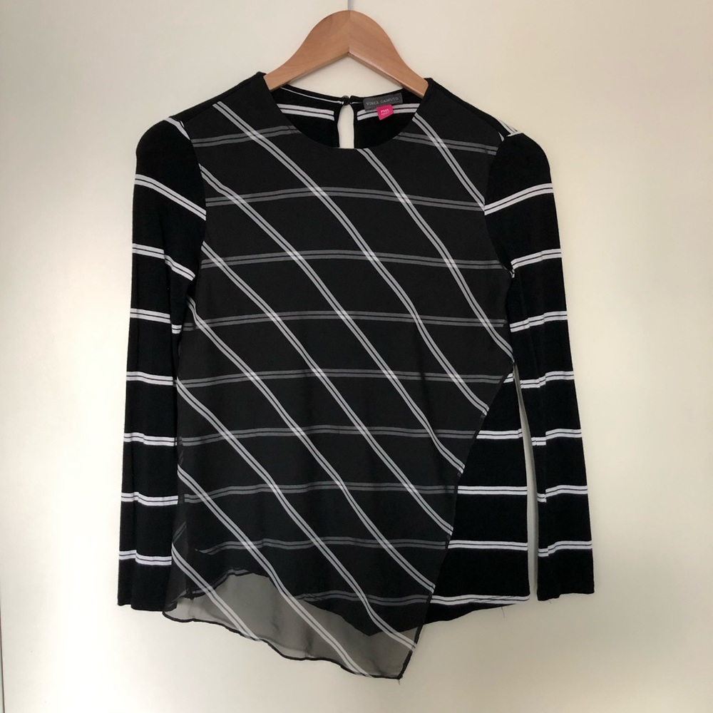 Vince Camuto Striped Sheer Overlay Top